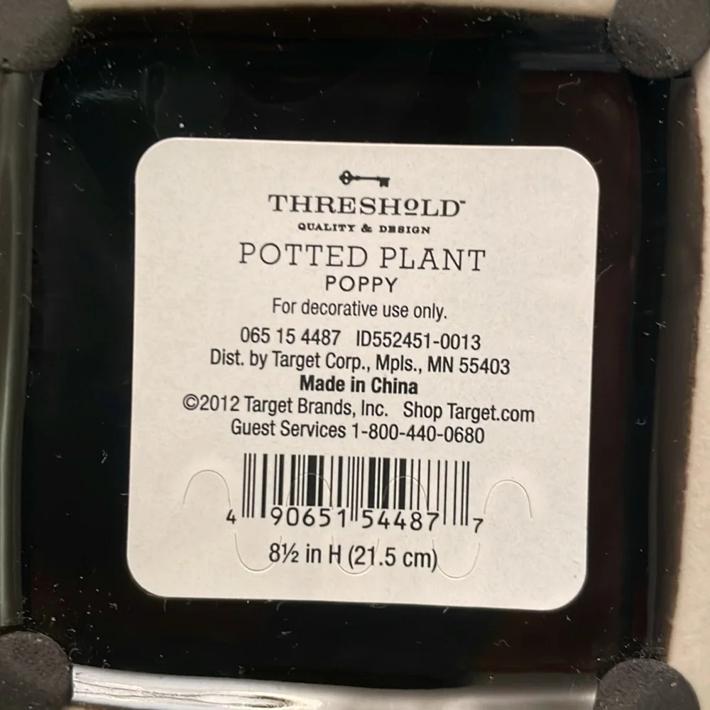 Threshold Artificial Plant POPPY Faux Floral Arrangement Black Vase with Poppies